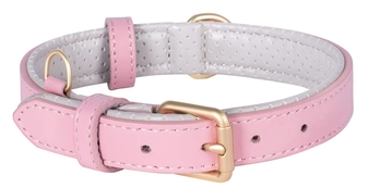 Pink Leather dog collar