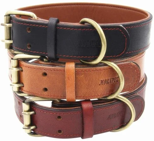 three Leather dog collar