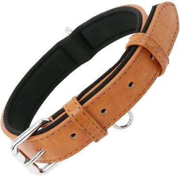 Leather dog collar with neoprene liner
