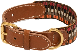 Small checkered leather dog collar
